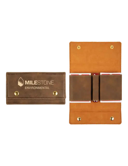 Rustic Leatherette Card & Dice Set w/Milestone Environmental Logo