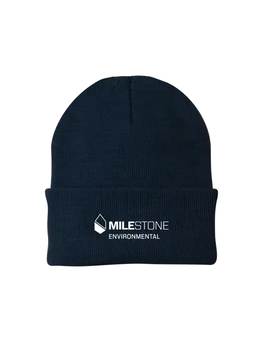 Navy Knit Cap w/Milestone Environmental Logo