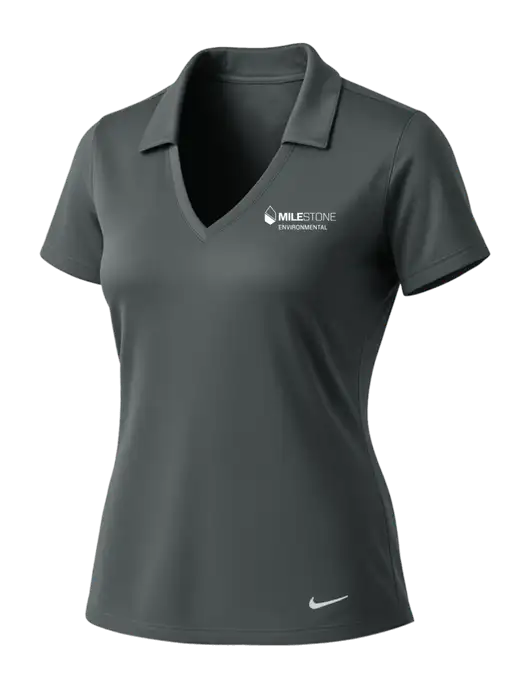 NIKE Dark Grey Womens Dri-Fit Vertical Mesh Polo w/Milestone Environmental Logo