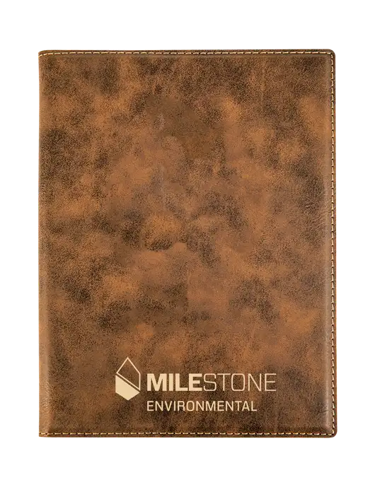 Rustic Leatherette 7 x 9 Portfolio with Notepad w/Milestone Environmental Logo