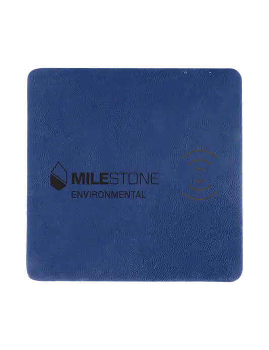 Light Navy Blue Laserable Leatherette Phone Charging Mat w/Milestone Environmental Logo