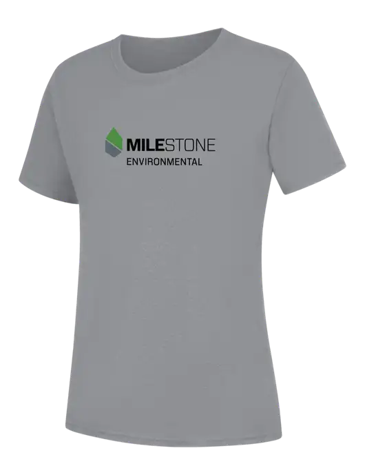 Womens Light Grey Heather Core Blend Tee w/Milestone Environmental Logo
