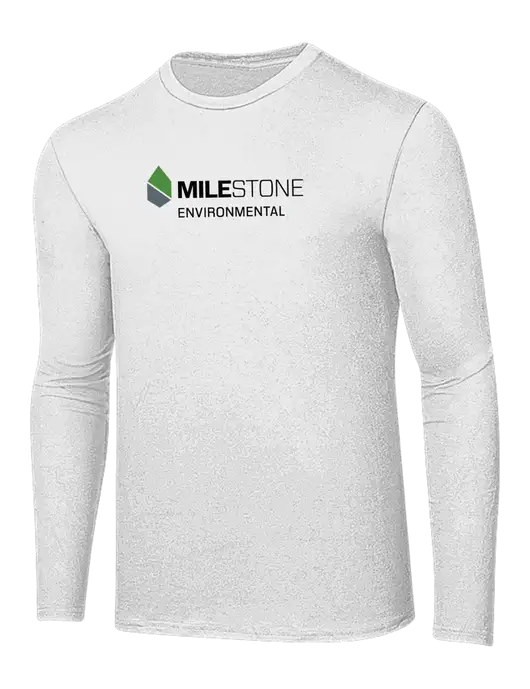 Ring Spun White 4.5 oz Long Sleeve T-Shirt w/Milestone Environmental Logo