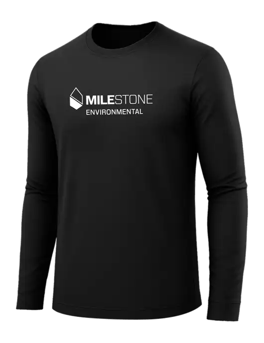 Long Sleeve Black PosiCharge Competitor Tee w/Milestone Environmental Logo