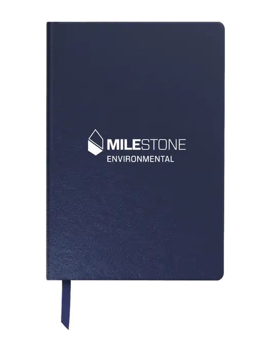 Achieve Navy Hardcover Journal, 5.5 x 8.37 w/Milestone Environmental Logo