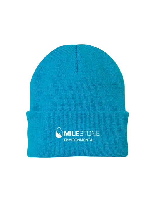 Sapphire Blue Knit Cap w/Milestone Environmental Logo