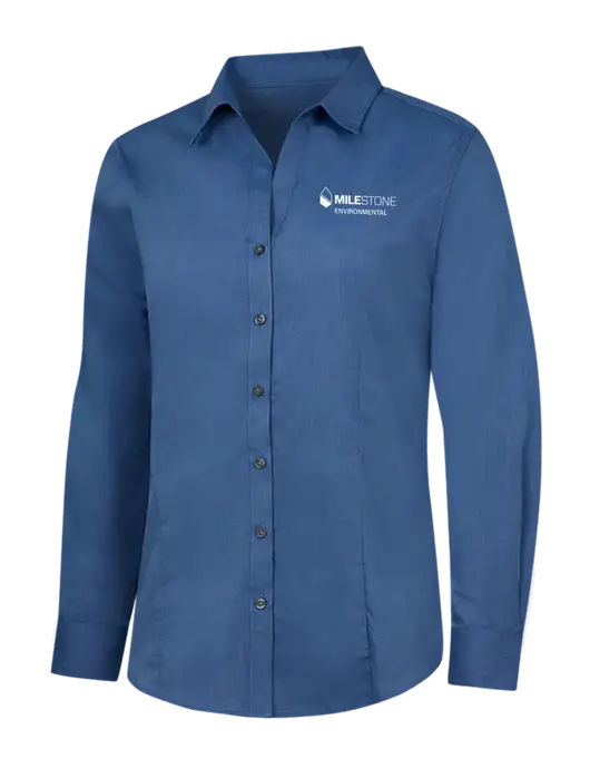 Light Navy Womens Crosshatch Easy Care Shirt w/Milestone Environmental Logo