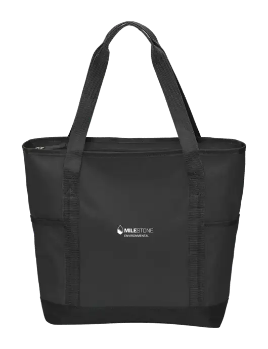On the Go Black/Black Tote w/Milestone Environmental Logo