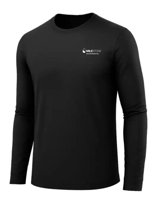 Long Sleeve Black PosiCharge Competitor Tee w/Milestone Environmental Logo