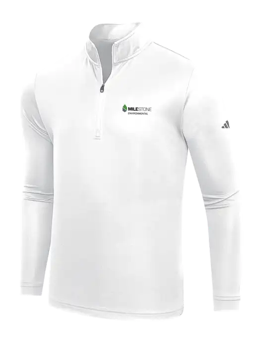Adidas White  Lightweight Quarter Zip Pullover w/Milestone Environmental Logo