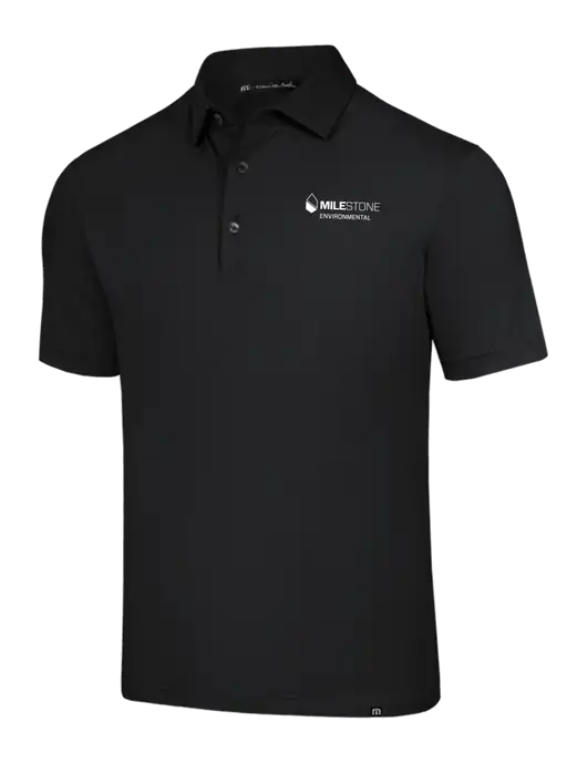TravisMathew Black Glenview Solid Polo w/Milestone Environmental Logo