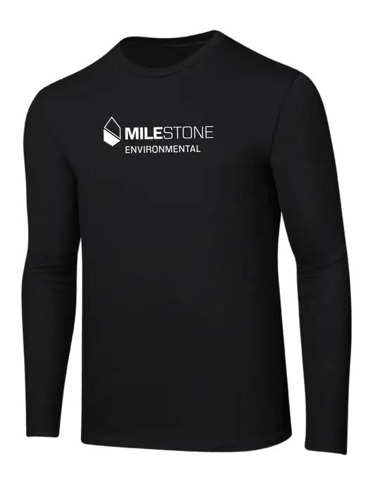 Ring Spun Jet Black 4.5 oz Long Sleeve T-Shirt w/Milestone Environmental Logo