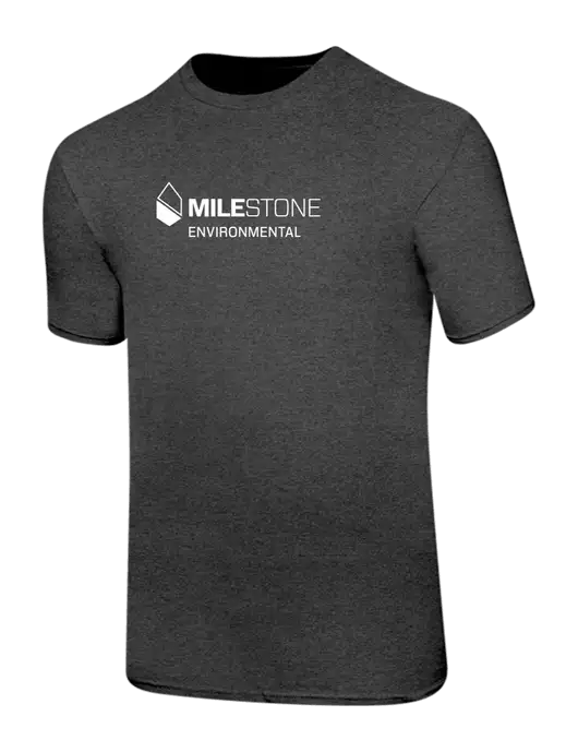 Ring Spun Dark Heather Grey 4.5 oz T-Shirt w/Milestone Environmental Logo