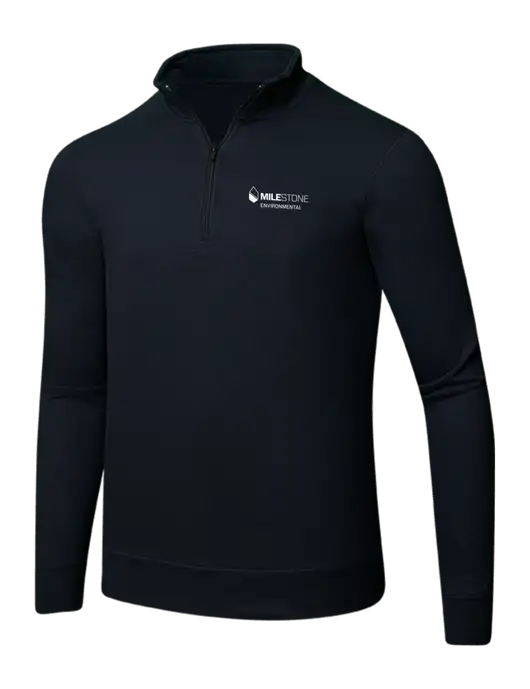 Jet Black 8.5 oz Ring Spun 1/4 Zip Pullover Sweatshirt w/Milestone Environmental Logo
