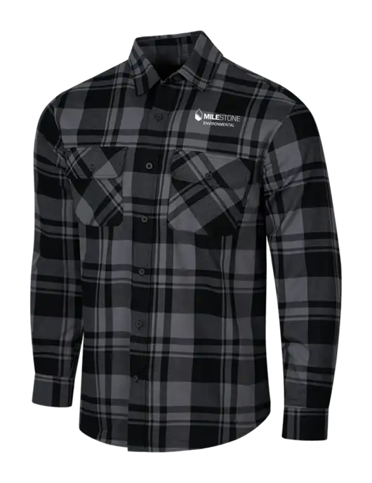 Medium Grey/Black Plaid Flannel Shirt w/Milestone Environmental Logo