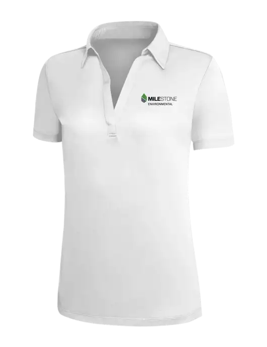 White Silk Touch Womens Performance Polo w/Milestone Environmental Logo