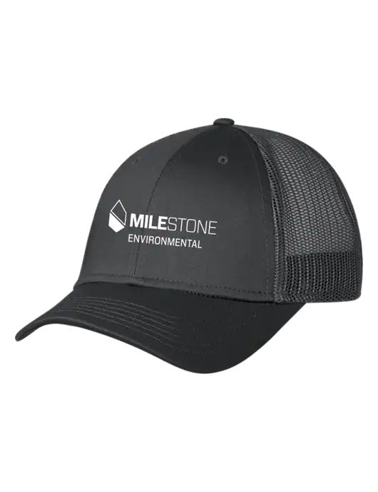 Charcoal Mesh Trucker Cap Snap Back w/Milestone Environmental Logo