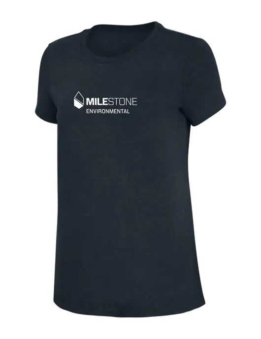 Womens Simply Soft Navy 4.5oz Poly/Combed Ring Spun Cotton T-Shirt w/Milestone Environmental Logo