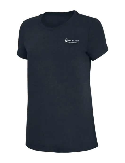 Womens Simply Soft Navy 4.5oz Poly/Combed Ring Spun Cotton T-Shirt w/Milestone Environmental Logo