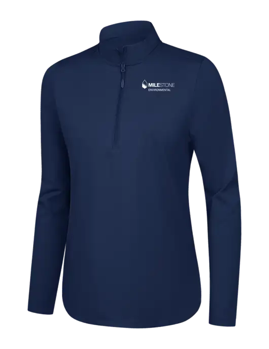  Womens Dark Navy C-FREE Double Knit 1/4-Zip w/Milestone Environmental Logo