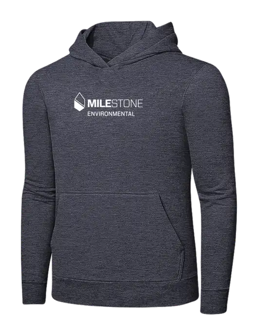 Heather Navy 7.8 oz Ring Spun Hooded Sweatshirt w/Milestone Environmental Logo