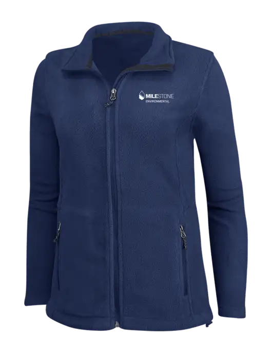 Womens Navy Fleece Jacket w/Milestone Environmental Logo