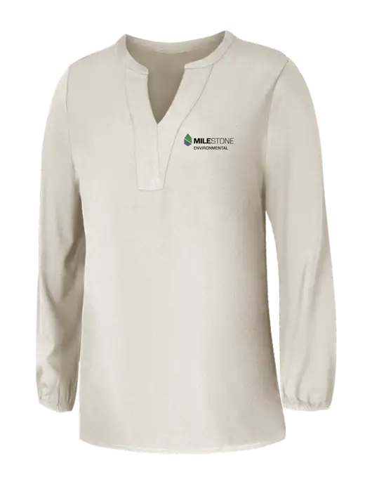 Mercer+Mettle Womens Ivory Stretch Crepe 3/4 Sleeve Blouse w/Milestone Environmental Logo