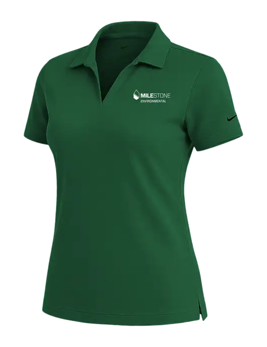 NIKE Dark Green Womens Dri-Fit Micro Pique Polo w/Milestone Environmental Logo