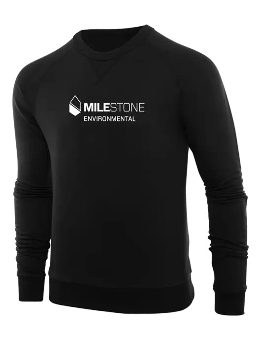 Allmade Deep Black Organic French Terry Crewneck Sweatshirt w/Milestone Environmental Logo
