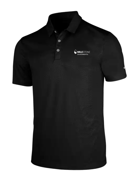 NIKE Black Dri-Fit Embossed Tri-Blade Polo w/Milestone Environmental Logo