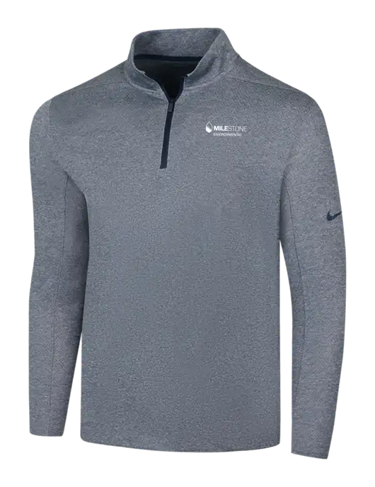 NIKE Navy Heather Dry 1/2 Zip Cover-Up w/Milestone Environmental Logo