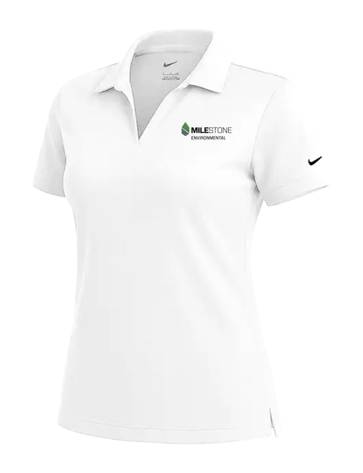 NIKE White Womens Dri-Fit Micro Pique Polo w/Milestone Environmental Logo