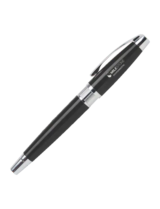 Masscotti Black Rollerball Pen - Black Ink w/Milestone Environmental Logo