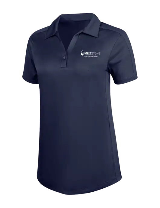 Womens Dark Navy Diamond Jacquard Polo w/Milestone Environmental Logo