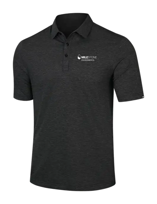 TravisMathew Black Heather Sunnyvale Polo w/Milestone Environmental Logo