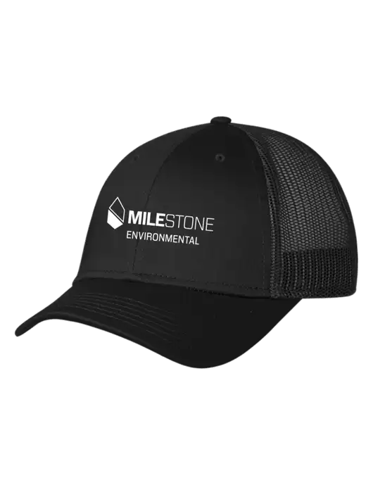 Black Mesh Trucker Cap Snap Back w/Milestone Environmental Logo