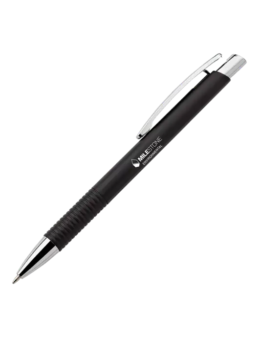 Malay Black Ballpoint Pen - Blue Ink w/Milestone Environmental Logo