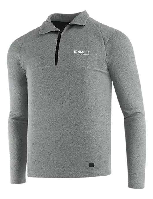 OGIO Petrol Grey Heather Transition 1/4 Zip Pullover w/Milestone Environmental Logo