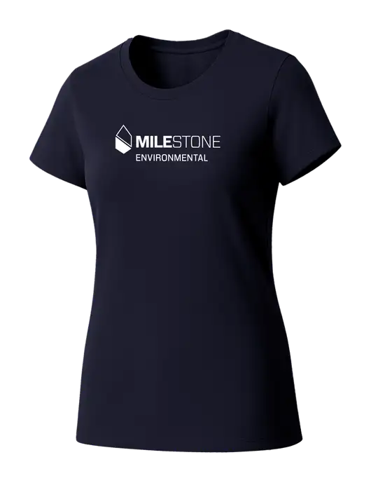 Womens Seriously Soft New Navy T-Shirt w/Milestone Environmental Logo