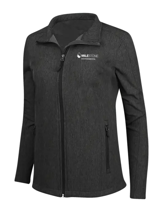 Black Charcoal Heather Womens Core Soft Shell Jacket w/Milestone Environmental Logo