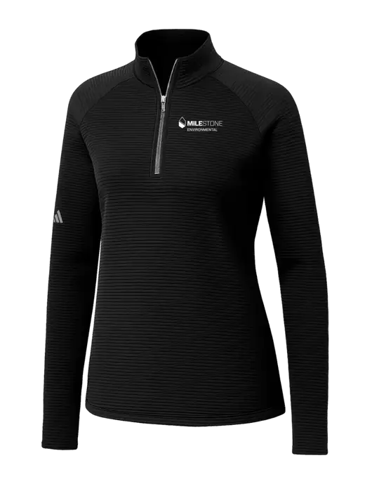 Adidas Womens Black Spacer Quarter-Zip Pullover  w/Milestone Environmental Logo
