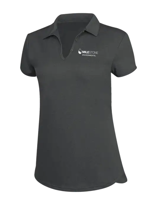 Womens Charcoal Trace Heather Polo w/Milestone Environmental Logo