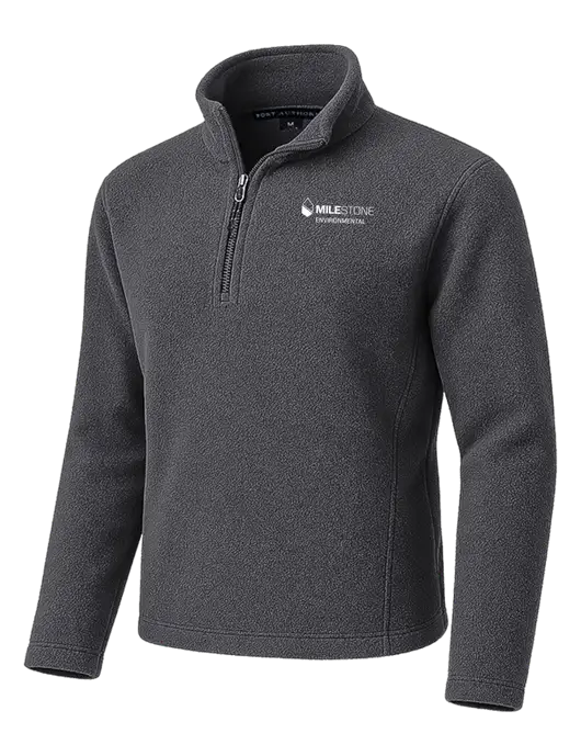 Dark Grey Fleece 1/4-Zip Pullover w/Milestone Environmental Logo