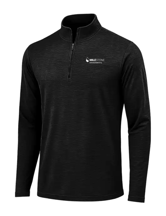 Black Triad Solid Posicharge Tri-Blend Wicking 1/4 Zip Pullover w/Milestone Environmental Logo