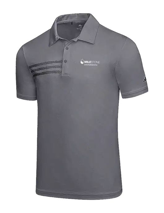 Adidas Medium Grey 3 Stripes Chest Polo w/Milestone Environmental Logo