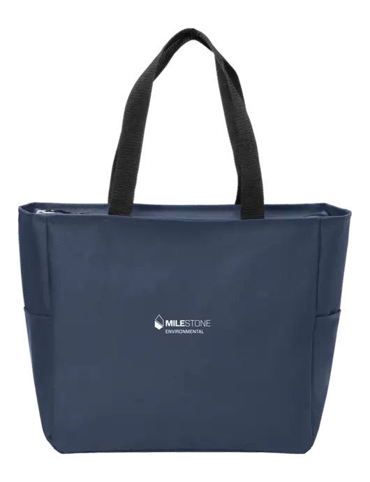 Everyday Navy Zip Tote  w/Milestone Environmental Logo