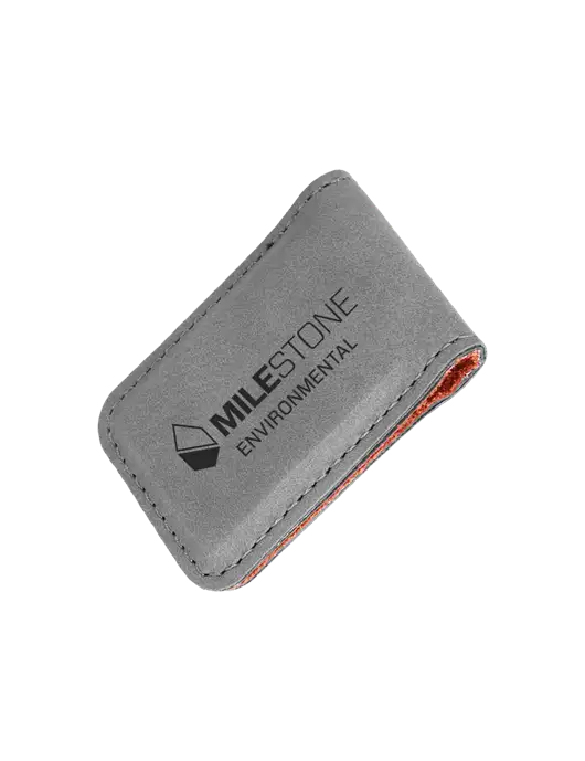 Gray Leatherette Money Clip w/Milestone Environmental Logo