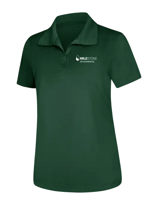 Womens Dark Green Micropique Sport-Wick Polo w/Milestone Environmental Logo