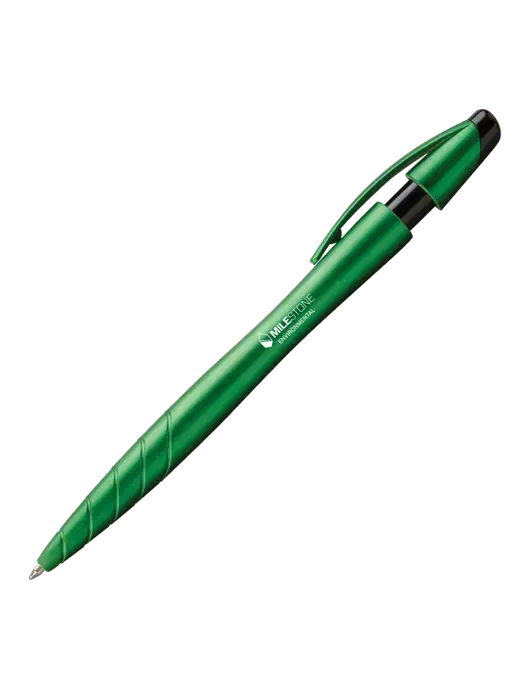 Awali Green Metallic Pen - Black Ink w/Milestone Environmental Logo
