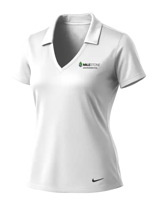 NIKE White Womens Dri-Fit Vertical Mesh Polo w/Milestone Environmental Logo